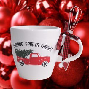 Christmas Coffee Cup with Mini Whisk